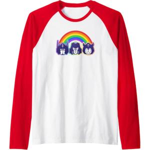imageTransformers Pride Rainbow Faces Raglan Baseball TeeRedWhite