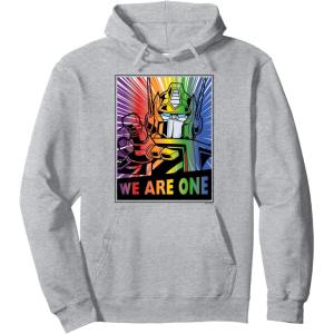 imageTransformers Pride Rainbow Optimus Prime We Are One Pullover HoodieHeather Grey
