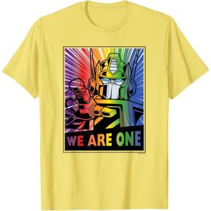 imageTransformers Pride Rainbow Optimus Prime We Are One TShirtLemon Yellow