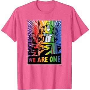 imageTransformers Pride Rainbow Optimus Prime We Are One TShirtPink Heather