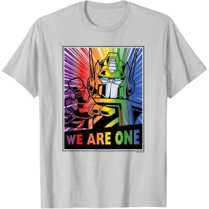 imageTransformers Pride Rainbow Optimus Prime We Are One TShirtSilver Grey