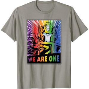 imageTransformers Pride Rainbow Optimus Prime We Are One TShirtSlate Grey