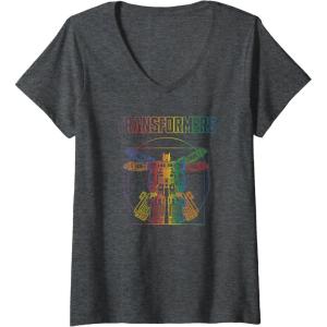 imageTransformers Pride Vitruvian Optimus Prime Logo VNeck TShirtDark Heather Grey