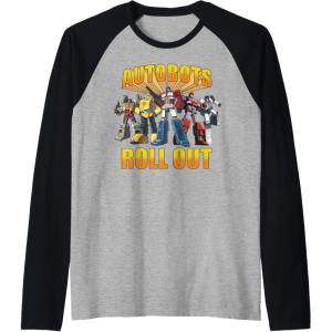 imageTransformers Retro Autobots Roll Out Group Shot Raglan Baseball TeeBlackAthletic Heather