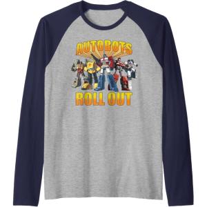 imageTransformers Retro Autobots Roll Out Group Shot Raglan Baseball TeeNavy BlueAthletic Heather