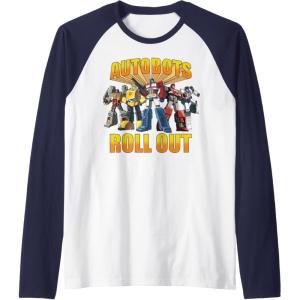 imageTransformers Retro Autobots Roll Out Group Shot Raglan Baseball TeeNavy BlueWhite