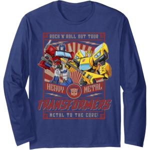 imageTransformers Rock N Roll Out Tour Heavy Metal Poster Long Sleeve TShirtNavy Blue