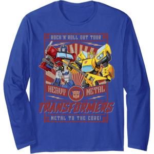 imageTransformers Rock N Roll Out Tour Heavy Metal Poster Long Sleeve TShirtRoyal Blue