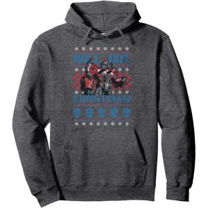 imageTransformers Roll Out Christmas Knit Style Pullover HoodieDark Heather Grey