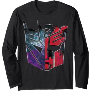 imageTransformers War For Cybertron Decepticon Autobot Split Long Sleeve TShirtBlack