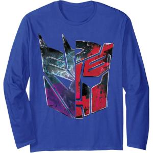 imageTransformers War For Cybertron Decepticon Autobot Split Long Sleeve TShirtRoyal Blue