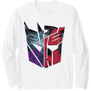 imageTransformers War For Cybertron Decepticon Autobot Split Long Sleeve TShirtWhite