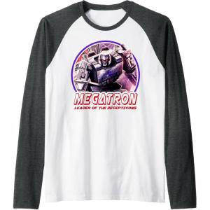 imageTransformers War For Cybertron Megatron Decepticon Leader Raglan Baseball TeeDark Heather GreyWhite