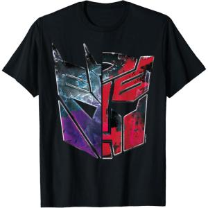 imageTransformers War for Cybertron Decepticon Autobot Split TShirtBlack