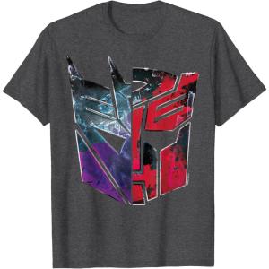 imageTransformers War for Cybertron Decepticon Autobot Split TShirtDark Heather Grey