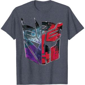 imageTransformers War for Cybertron Decepticon Autobot Split TShirtHeather Blue