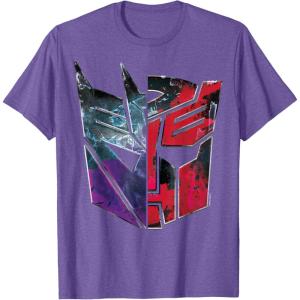 imageTransformers War for Cybertron Decepticon Autobot Split TShirtPurple Heather
