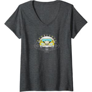 imageWomens Transformers Bumblebee Car Line Art VNeck TShirtDark Heather Grey