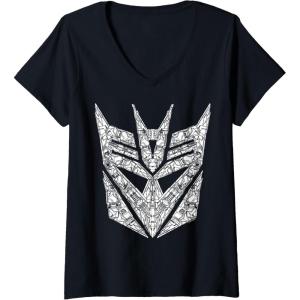 imageWomens Transformers Decepticons Detailed Logo VNeck TShirtBlack