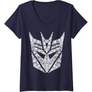 imageWomens Transformers Decepticons Detailed Logo VNeck TShirtNavy Blue