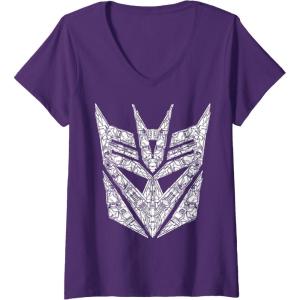 imageWomens Transformers Decepticons Detailed Logo VNeck TShirtPurple