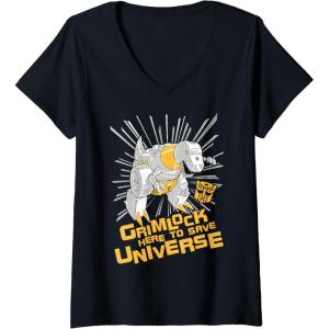 imageWomens Transformers Grimlock Here to Save Universe Retro Vintage VNeck TShirtBlack