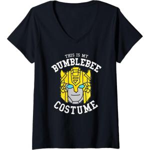 imageWomens Transformers Halloween This is My Bumblebee Costume VNeck TShirtBlack