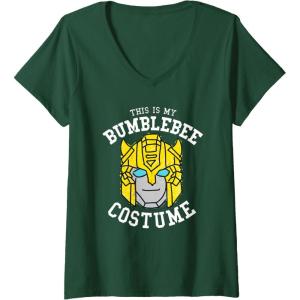 imageWomens Transformers Halloween This is My Bumblebee Costume VNeck TShirtDark Green
