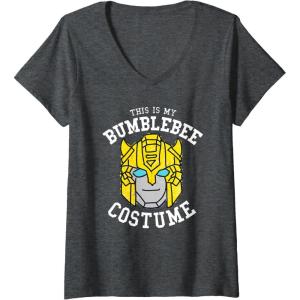 imageWomens Transformers Halloween This is My Bumblebee Costume VNeck TShirtDark Heather Grey
