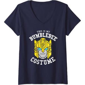 imageWomens Transformers Halloween This is My Bumblebee Costume VNeck TShirtNavy Blue