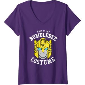 imageWomens Transformers Halloween This is My Bumblebee Costume VNeck TShirtPurple