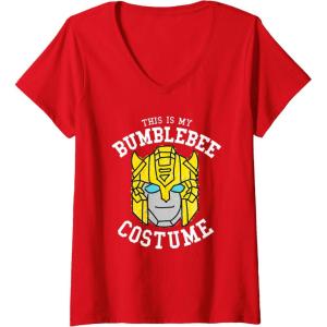 imageWomens Transformers Halloween This is My Bumblebee Costume VNeck TShirtRed