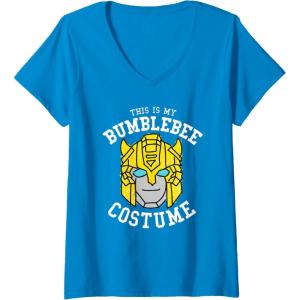 imageWomens Transformers Halloween This is My Bumblebee Costume VNeck TShirtSapphire Blue