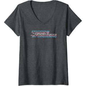 imageWomens Transformers Pride Logo V2 VNeck TShirtDark Heather Grey