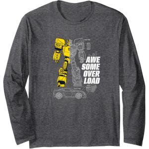 imageTransformers Bumblebee Awesome Overload Split Long Sleeve TShirtDark Heather Grey
