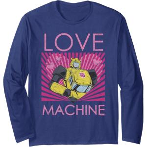 imageTransformers Bumblebee Valentines Day Love Machine Long Sleeve TShirtNavy Blue