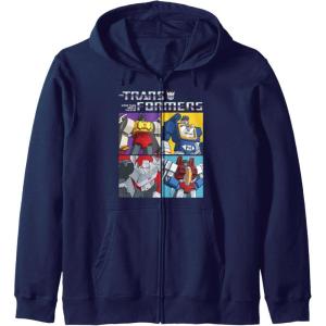 imageTransformers Decepticon Retro Vintage Color Box Panels Zip HoodieNavy Blue