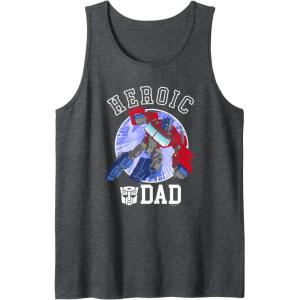 imageTransformers Fathers Day Optimus Prime Heroic Dad Vintage Tank TopDark Heather Grey