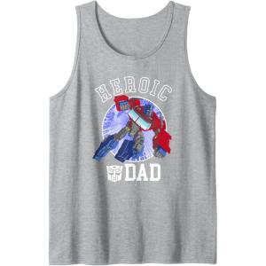 imageTransformers Fathers Day Optimus Prime Heroic Dad Vintage Tank TopHeather Grey