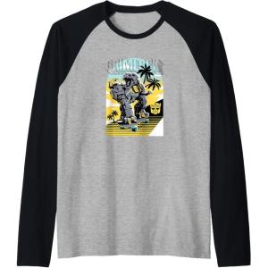 imageTransformers Grimlock Skating Portrait Raglan Baseball TeeBlackAthletic Heather