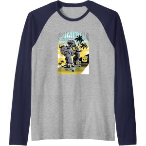 imageTransformers Grimlock Skating Portrait Raglan Baseball TeeNavy BlueAthletic Heather
