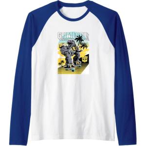 imageTransformers Grimlock Skating Portrait Raglan Baseball TeeRoyal BlueWhite