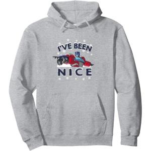 imageTransformers Ive Been Nice Optimus Prime Portrait Pullover HoodieHeather Grey