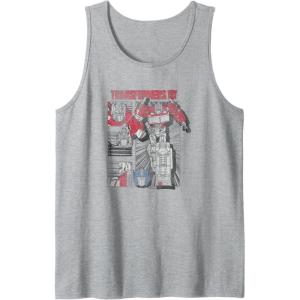 imageTransformers Optimus Prime Vintage Comic Book Style Panels Tank TopHeather Grey