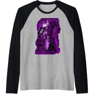 imageTransformers War For Cybertron Megatron Portrait Raglan Baseball TeeBlackAthletic Heather