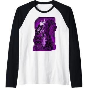 imageTransformers War For Cybertron Megatron Portrait Raglan Baseball TeeBlackWhite