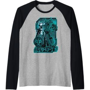 imageTransformers War for Cybertron Optimus Prime Portrait Raglan Baseball TeeBlackAthletic Heather