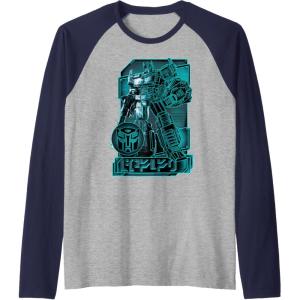 imageTransformers War for Cybertron Optimus Prime Portrait Raglan Baseball TeeNavy BlueAthletic Heather