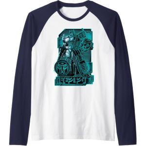 imageTransformers War for Cybertron Optimus Prime Portrait Raglan Baseball TeeNavy BlueWhite