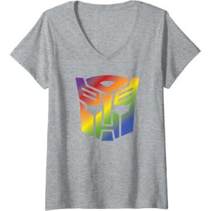 imageWomens Transformers Autobots Pride Logo VNeck TShirtHeather Grey